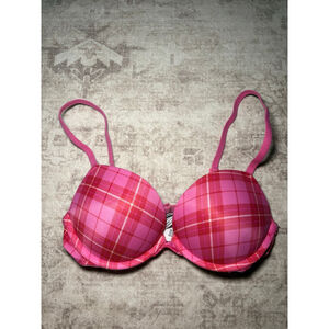 Victorias Secret PINK Pink Plaid Wear Everywhere Super Push-Up Bra 32B